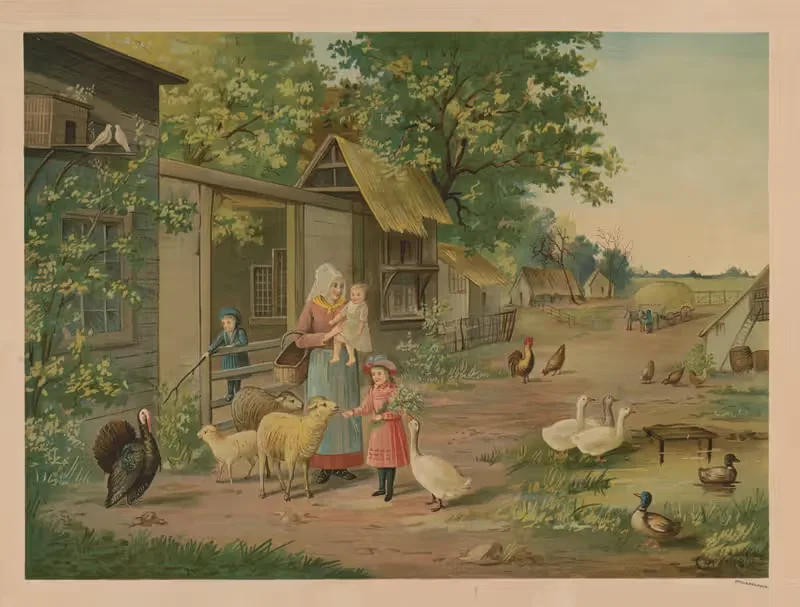 Вечер на ферме by Аноним, 1891 — digital art print download