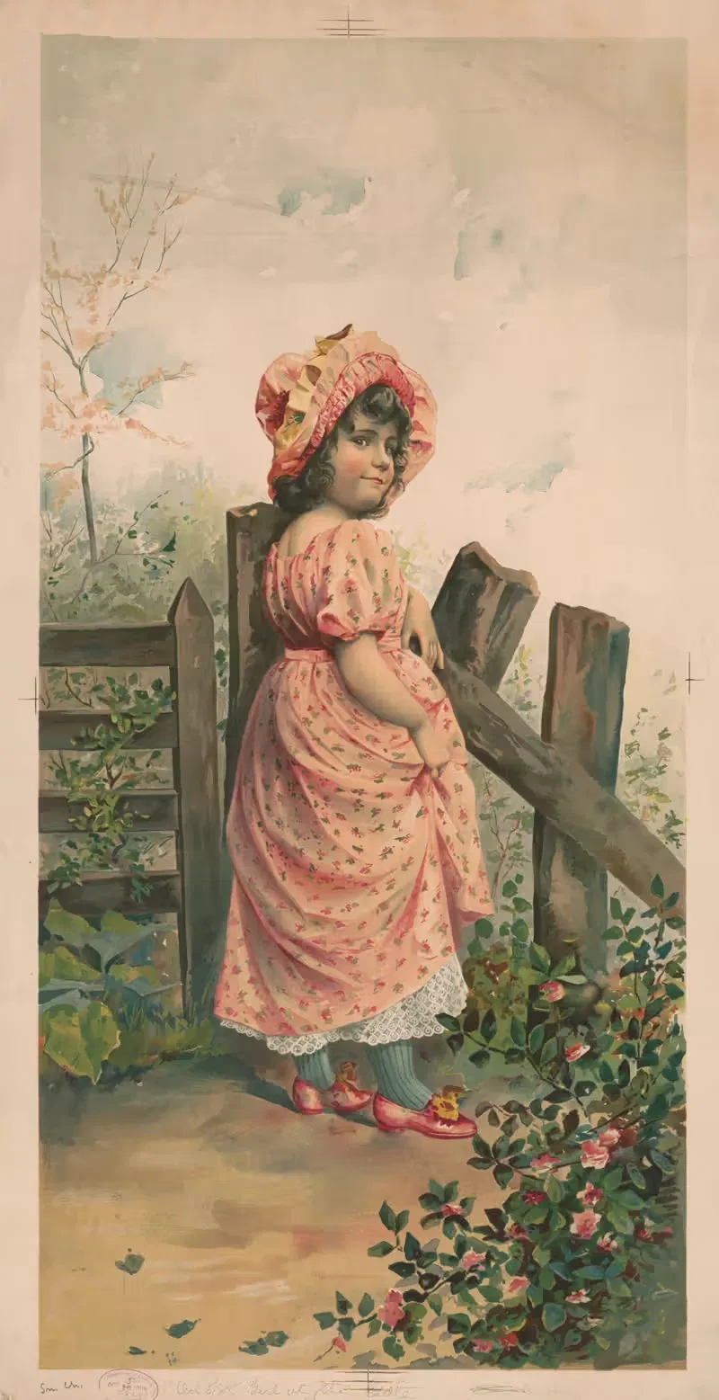 Девушка у ворот by Аноним, 1888 — digital art print download