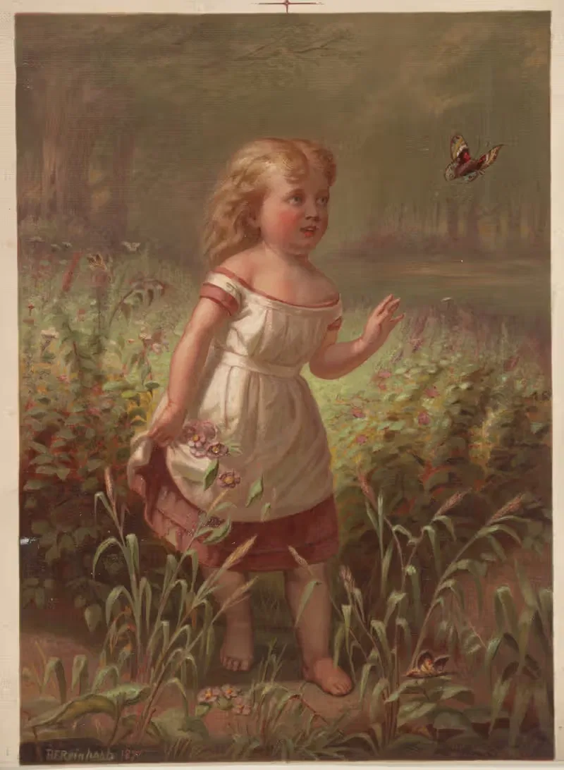 Little barefoot and the butterfly — Armstrong & Co. Lith.