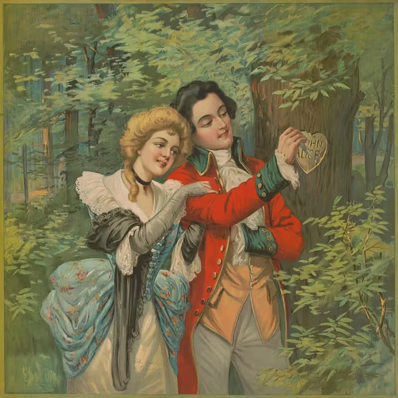 Джон Олден и Присцилла by Кэмпбелл, Мецгер и Якобсон, 1905 — digital art print download