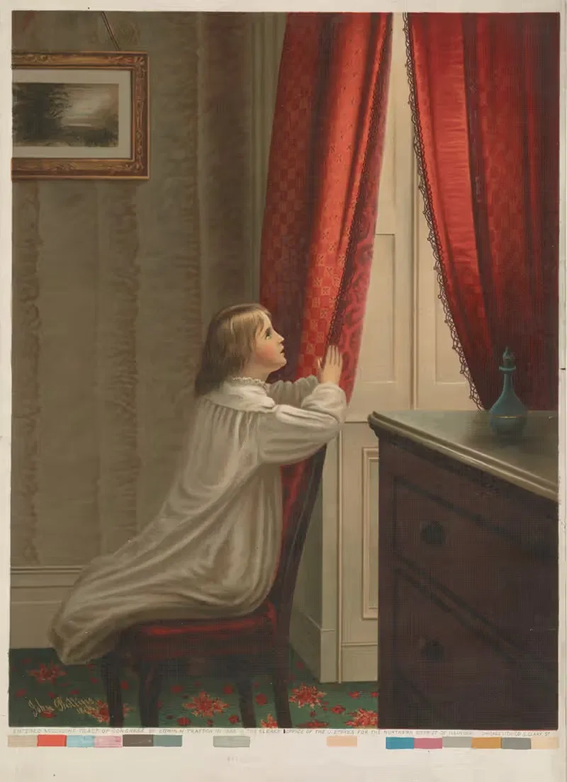 Утреняя молитва by Чикаго Литографинг Ко., 1869 — digital art print download