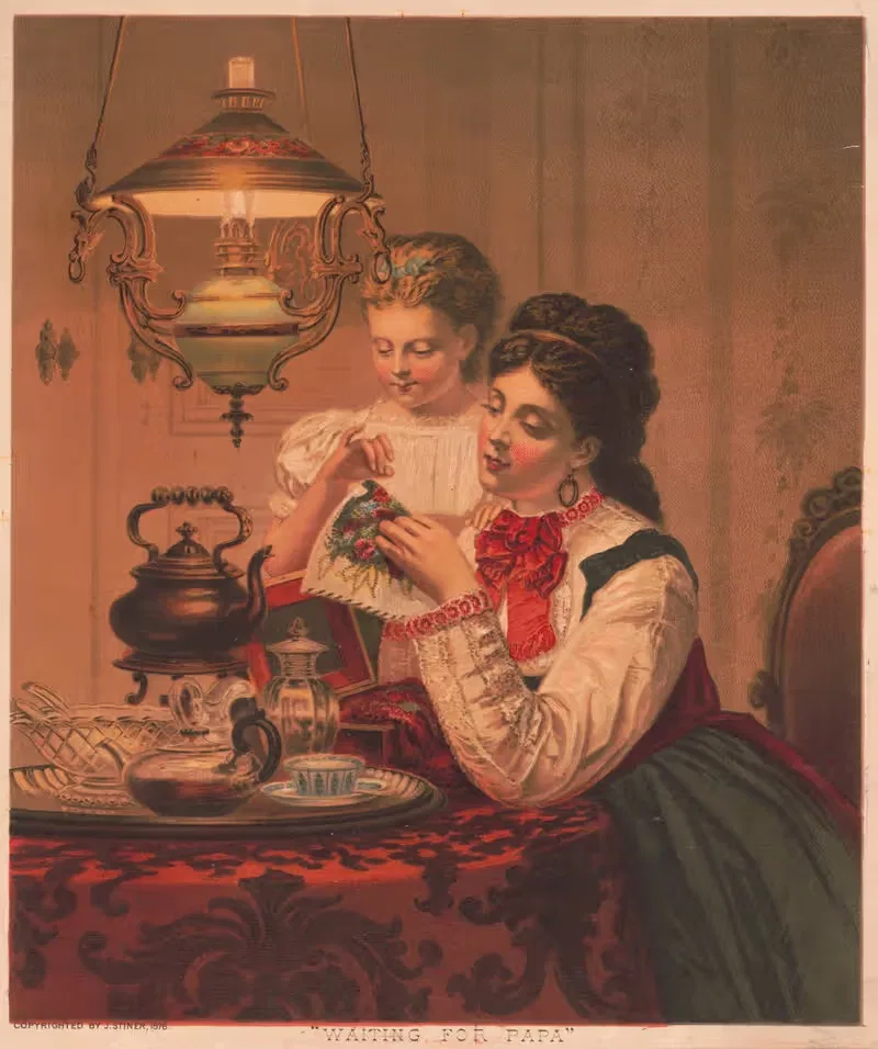 Waiting for Papa by J. Stiner, 1876 — digital art print download