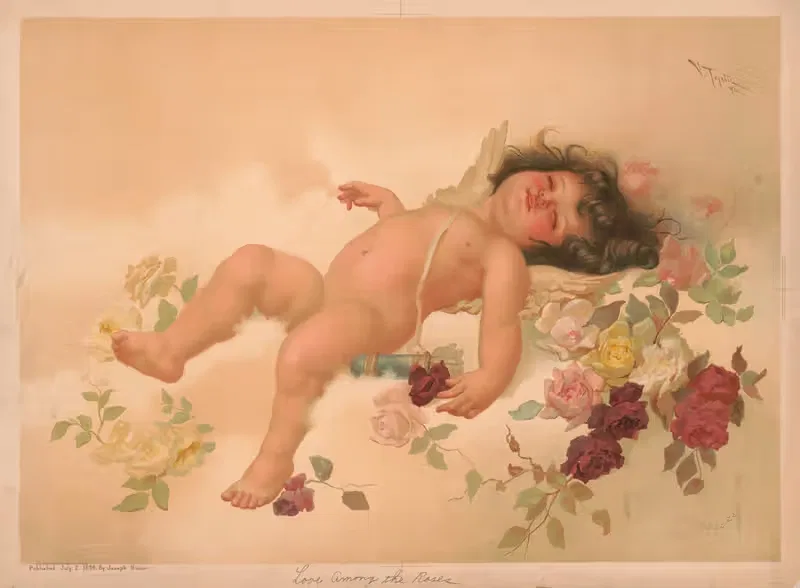 Любовь среди роз by Жозеф Хувер, 1894 — digital art print download
