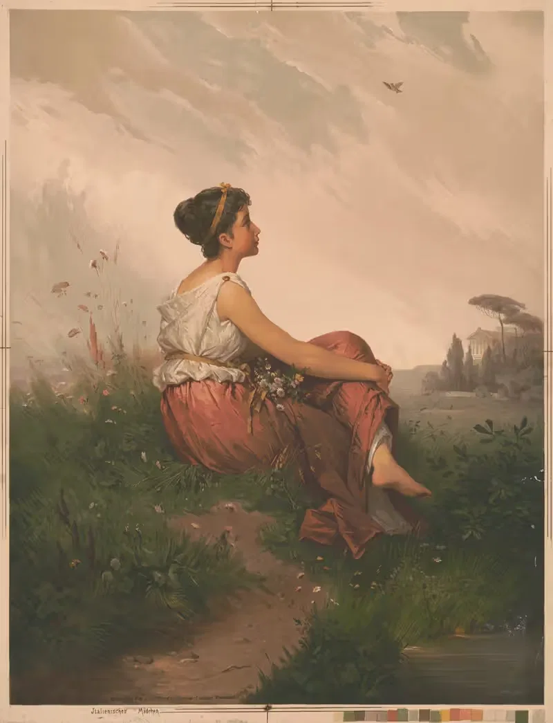 Итальянская девушка by Луи Дежонг и Комп, 1873 — digital art print download