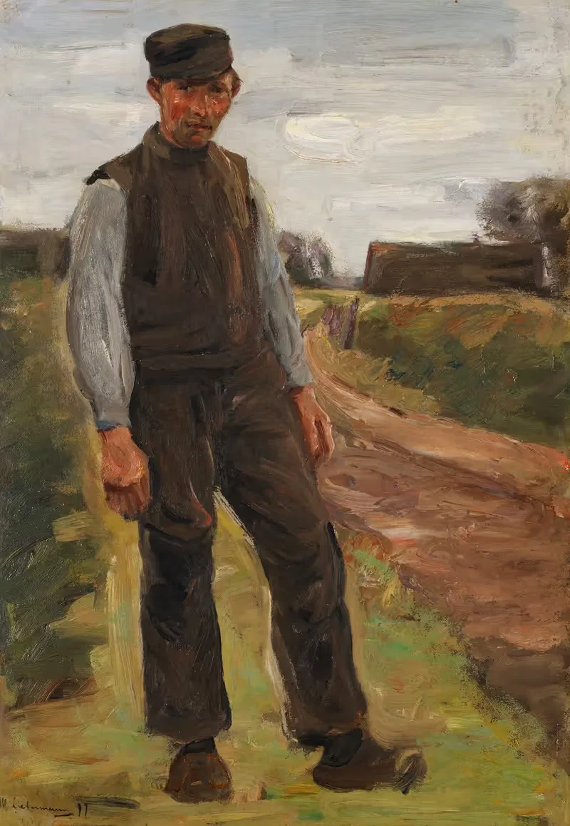 Stehender Bauer auf einem Wege by Max Liebermann, 1897 — digital art print download