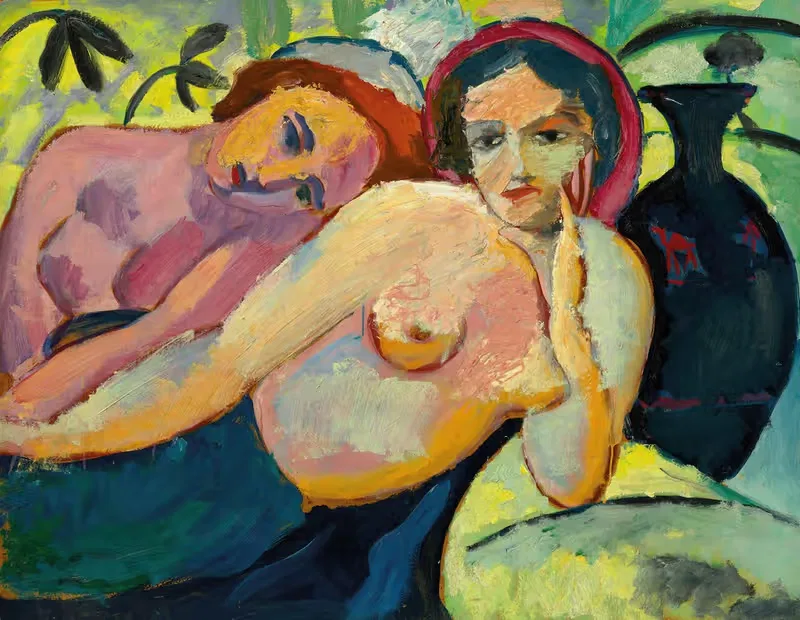 Две девушки (восточный эскиз) by Август Макке, 1912 — digital art print download