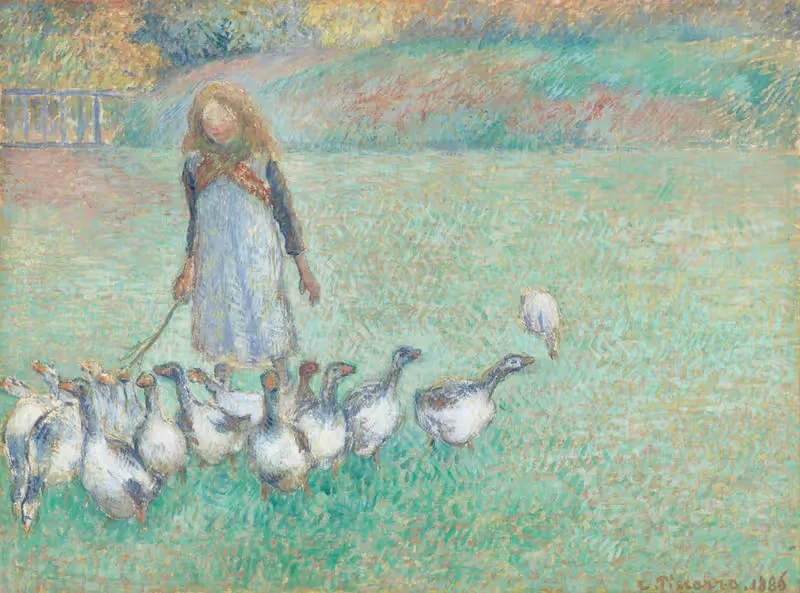 Маленькая пастушка гусей by Камиль Писсарро, 1886 — digital art print download
