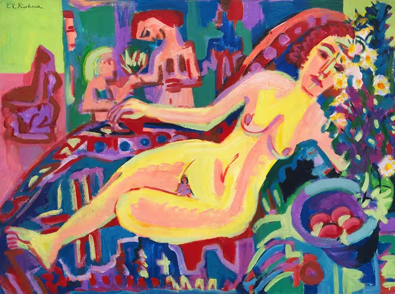 Нагая девушка на диване by Эрнст Людвиг Кирхнер, 1924 — digital art print download