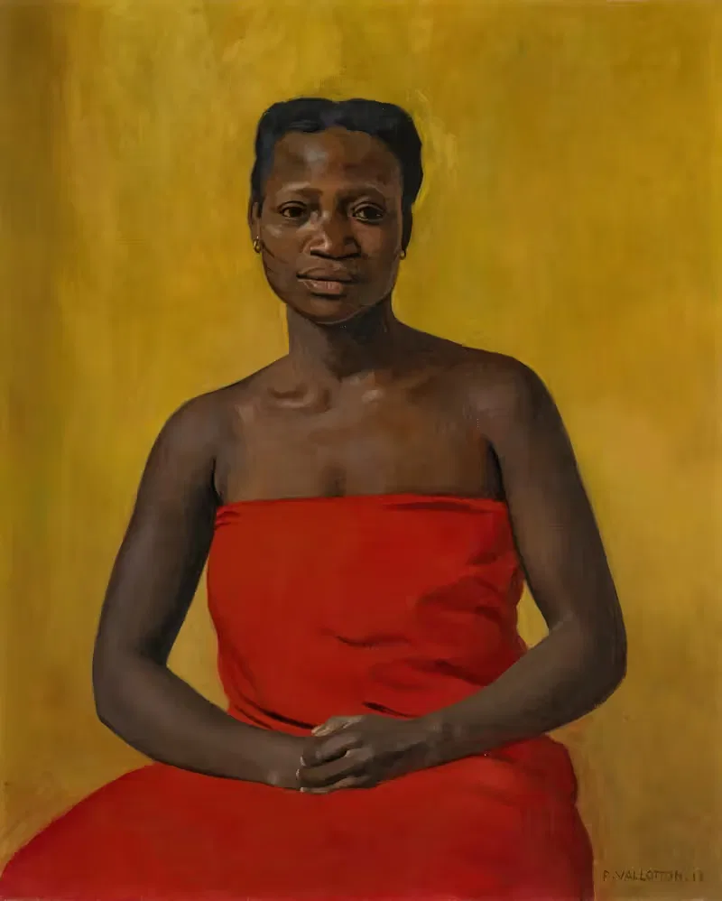 Portrait de femme drapée de rouge — Félix Vallotton
