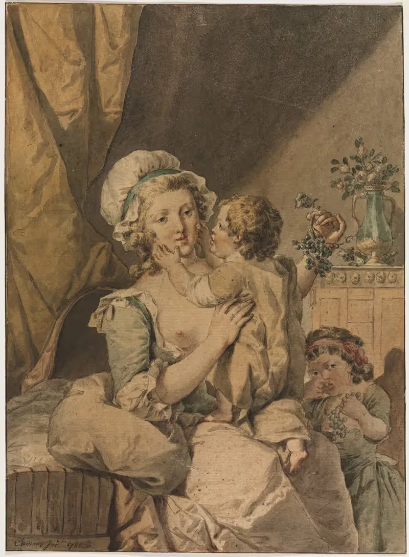 Мать с двумя детьми by Анри Шево, 1788 — digital art print download