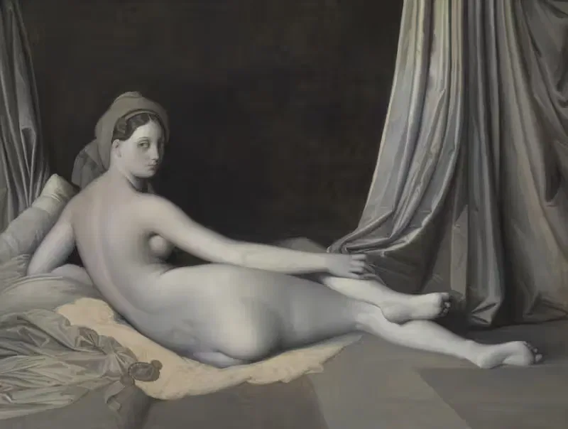 Odalisque in Grisaille by Jean Auguste Dominique Ingres, 1824-1834 — digital art print download