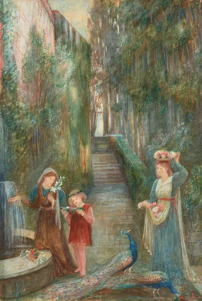 Afternoon in the Colonna Garden by Marie Spartali Stillman, 1894 — digital art print download