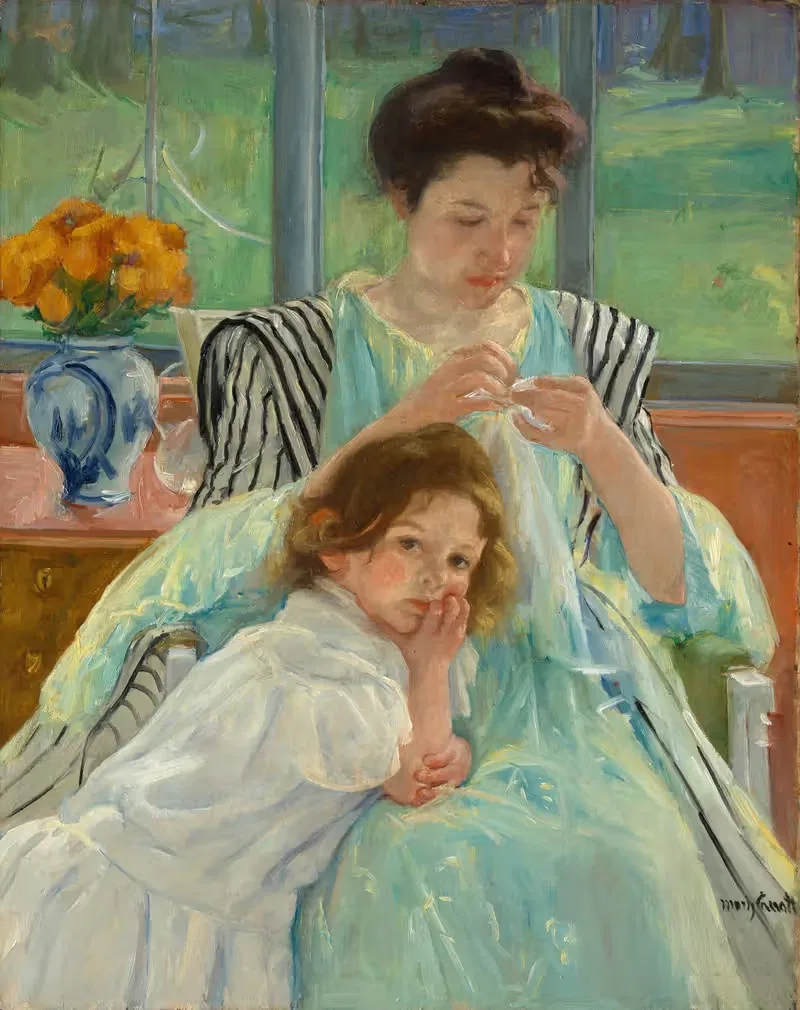 Молодая мать, шьющая by Мэри Кассат, 1900 — digital art print download