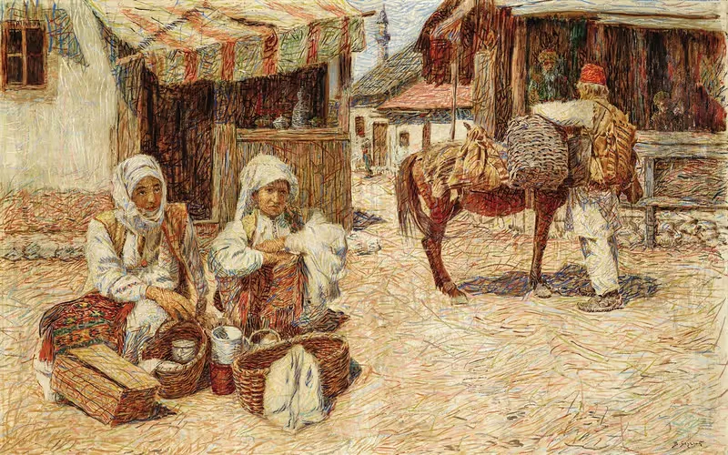 Сцена на рынке by Спиро Бокарич — digital art print download