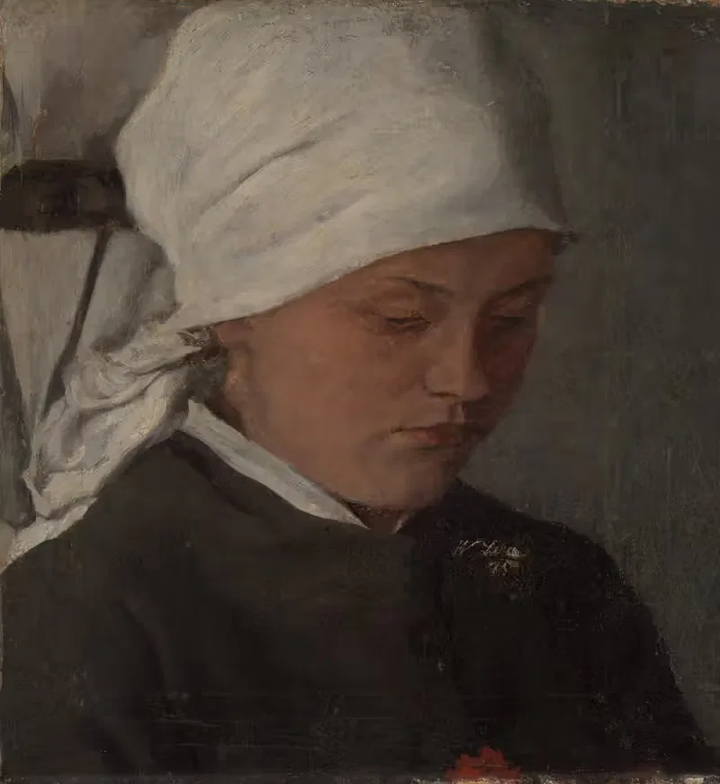 Peasant Girl with a White Headcloth — Wilhelm Leibl