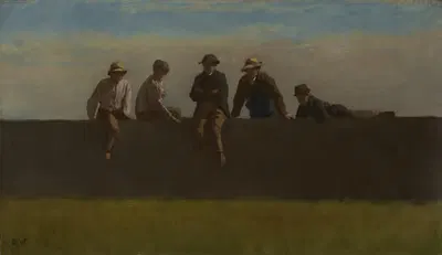 Five Boys on a Wall by Eastman Johnson, 1875-1880 — digital art print download