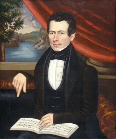 Мужчина с нотной книгой; возможно, мистер Кук by Эрастус Солсбери Филд, c. 1838 — digital art print download