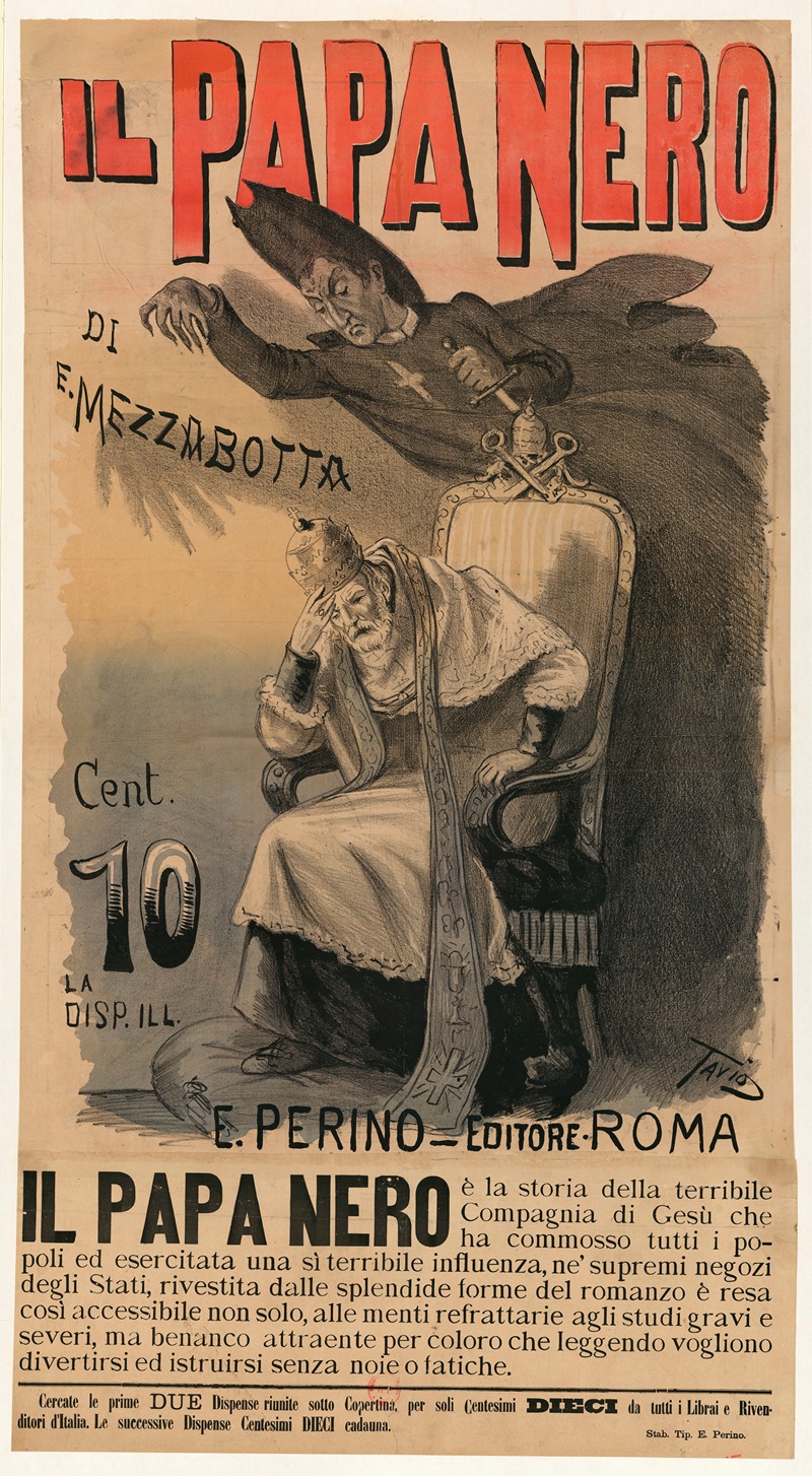 Il Papa nero di E. Mezzabotta by Ottavio Rodella Tavio, 1890 — digital art print download