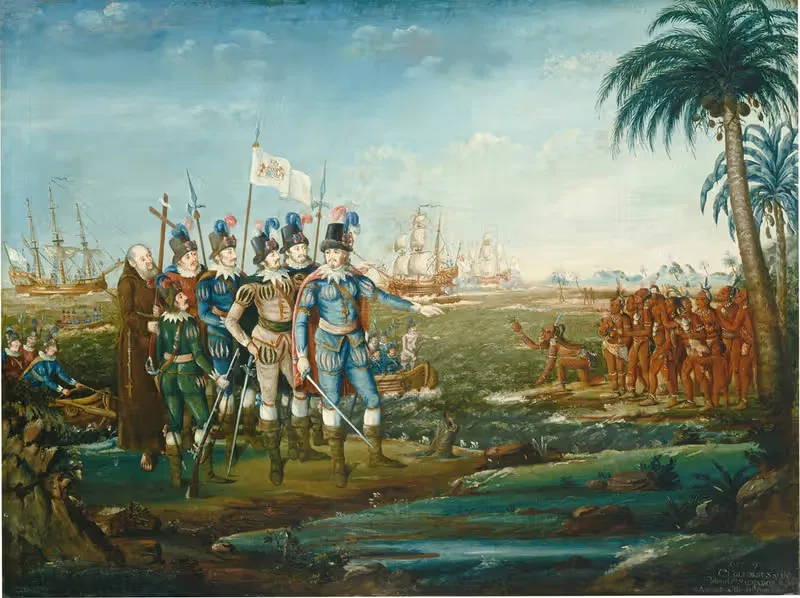 Первое приземление Христофора Колумба by Фредерик Кеммельмайер, 1800 — digital art print download