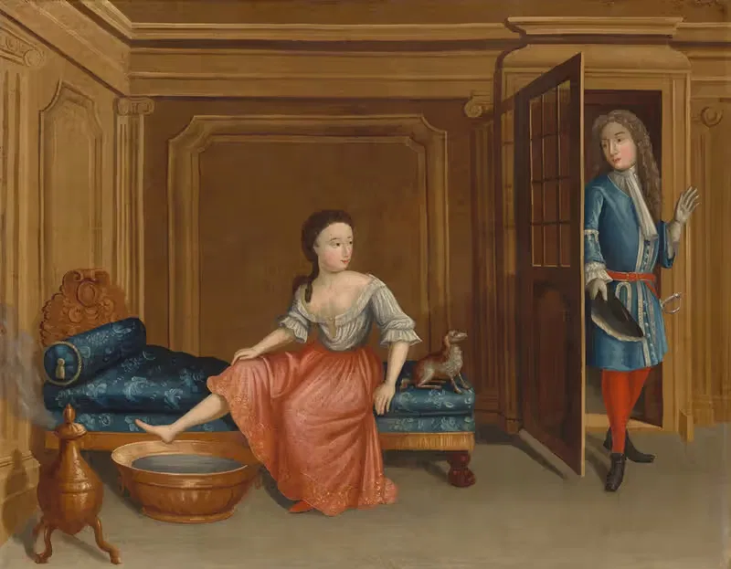 Дама, раздевающаяся для ванны by Герардус Дуйкинк I, c. 1730 — digital art print download