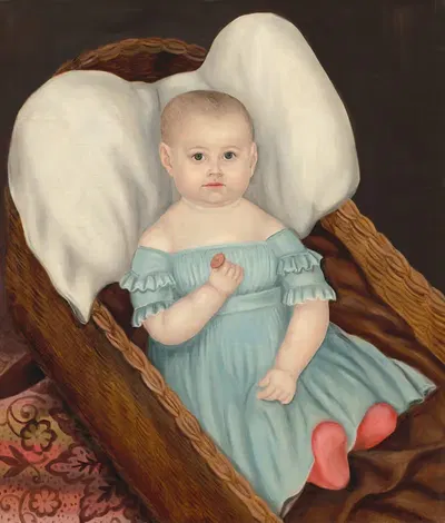 Младенец в плетеной корзине by Джозеф Уайтинг Сток, c. 1840 — digital art print download