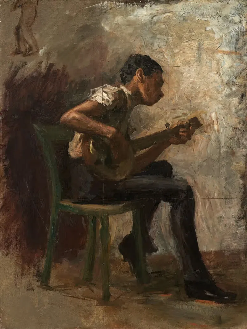 Study for 'The Dancing Lesson'; The Banjo Player by Thomas Eakins, 1877 — digital art print download
