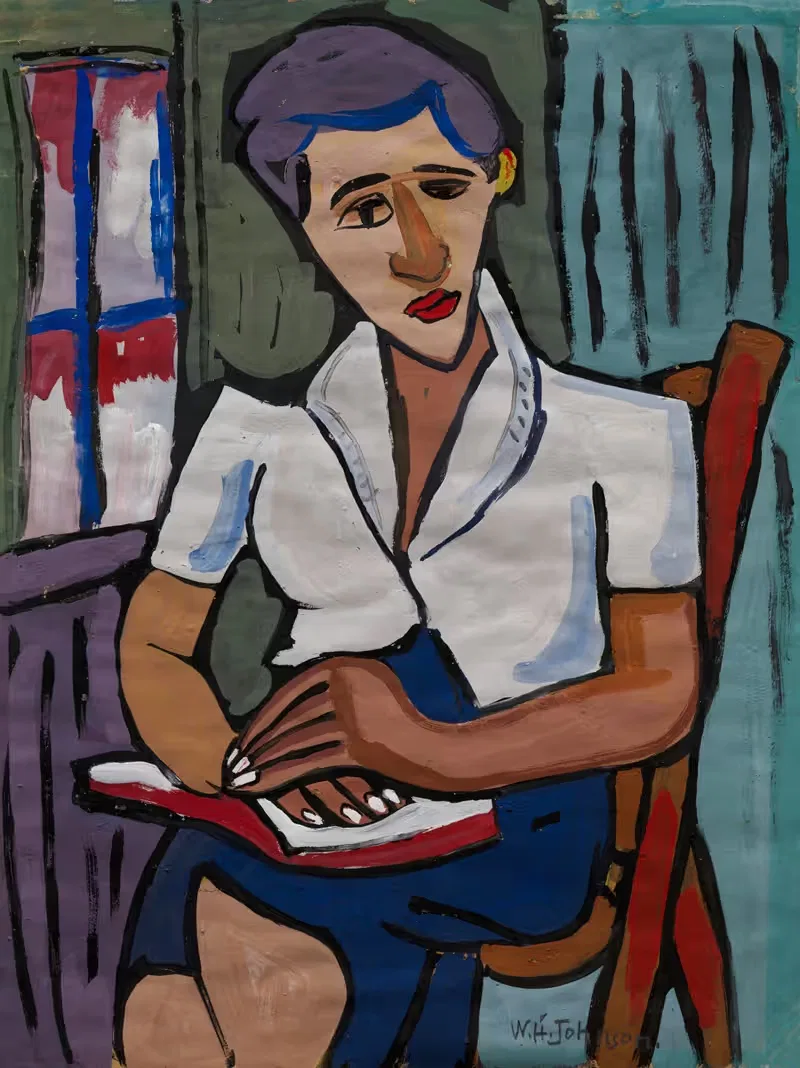 Сидящая девушка by Уильям Генри Джонсон, 1939 — digital art print download