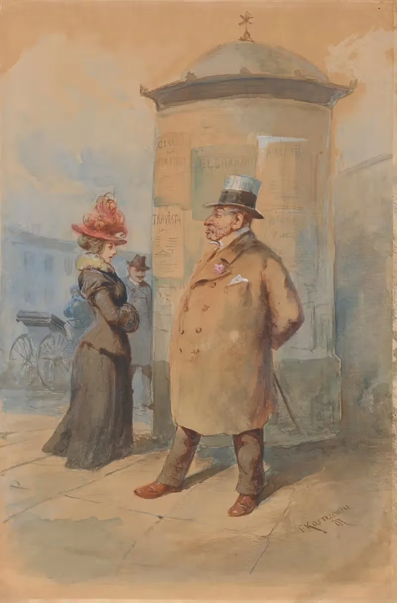 Под столбом с объявлениями by Францишек Костжевский, 1897 — digital art print download