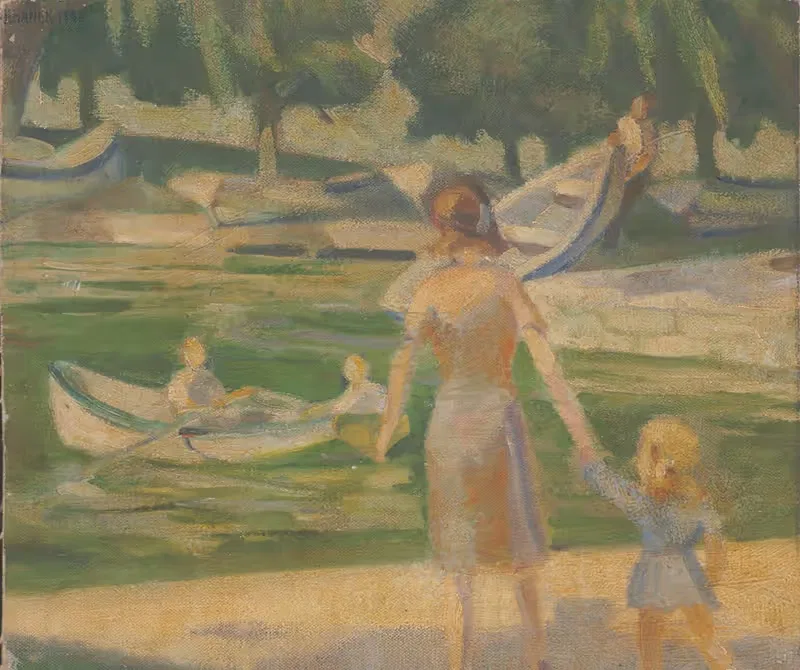 Лодка на водоеме Бруксаайд by Джеймс С. Кулханек, 1942 — digital art print download