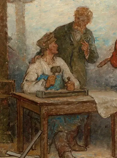 Бенвенуто Челлини, художник XVI века, восхищается продуктами современного искусства, тканями, Эски by Эдмон Южен Вальтон,…