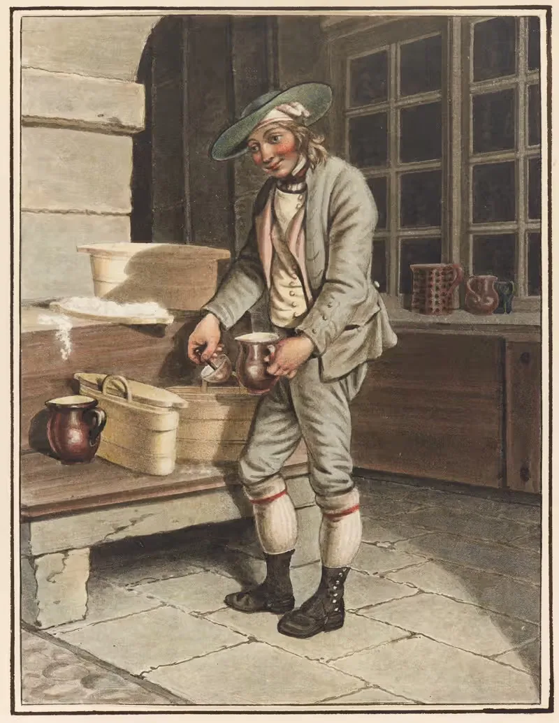 Milchmann in einem Berner Laubengang by Gottfried Mind — digital art print download