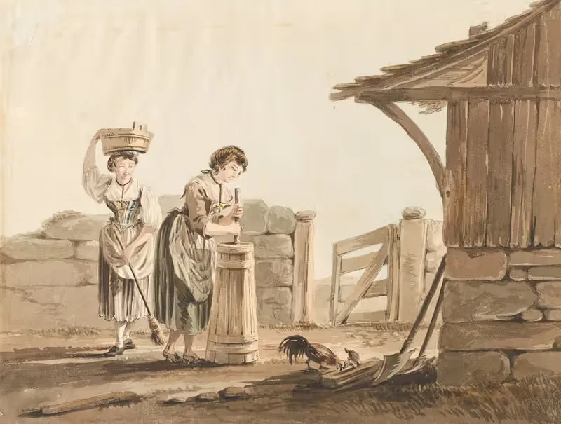 Bäuerinnen beim Buttern by Johann Karl Müllener — digital art print download