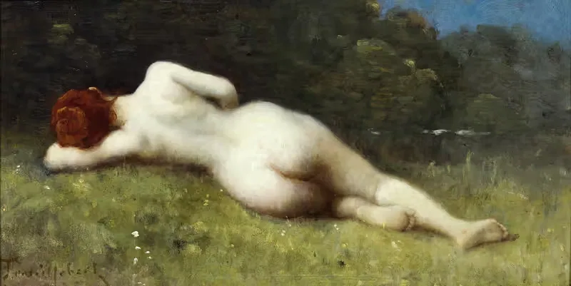 Female nude in a landscape — Paul Désiré Trouillebert