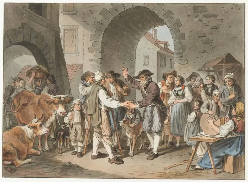 Ярмарка скота by Зигмунд Фрейденбергер, 1773 - 1801 — digital art print download