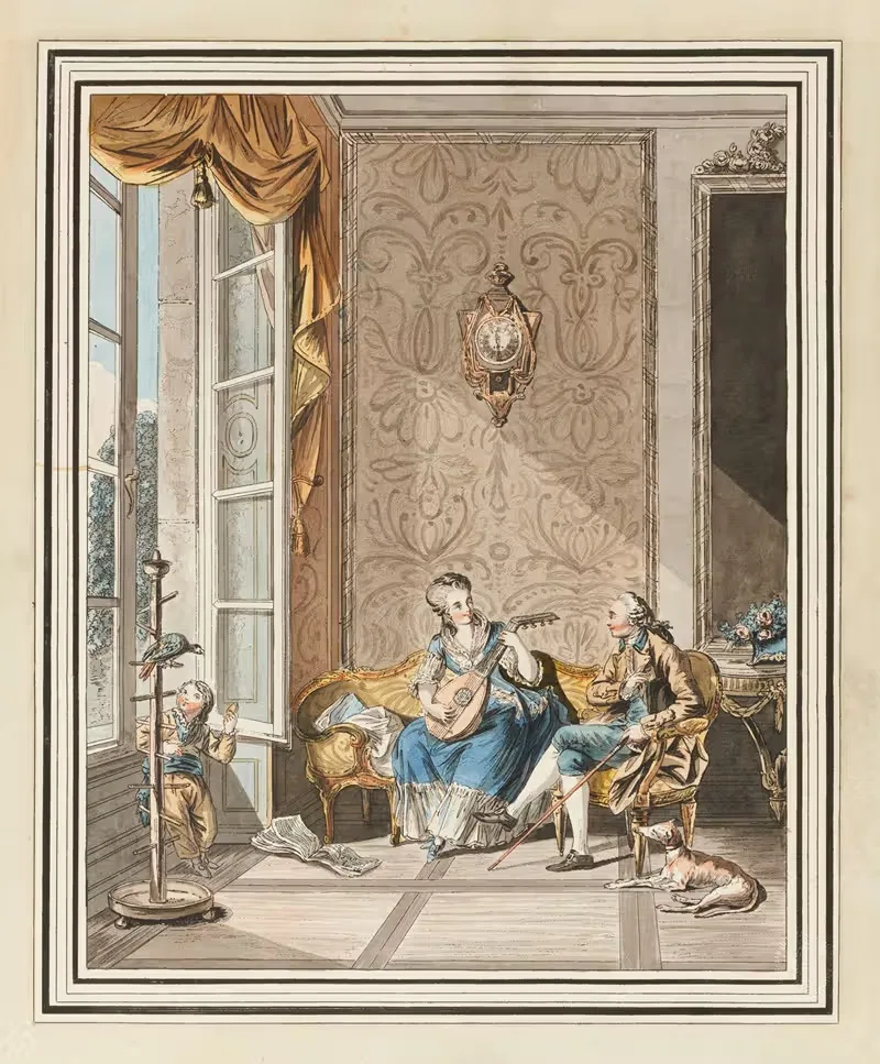 Урок игры на гитаре by Зигмунд Фрейденбергер, 1773 - 1782 — digital art print download