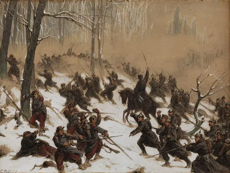Зимняя военная сцена 1870-71 by Кристиан Селл Младший, 1895 — digital art print download