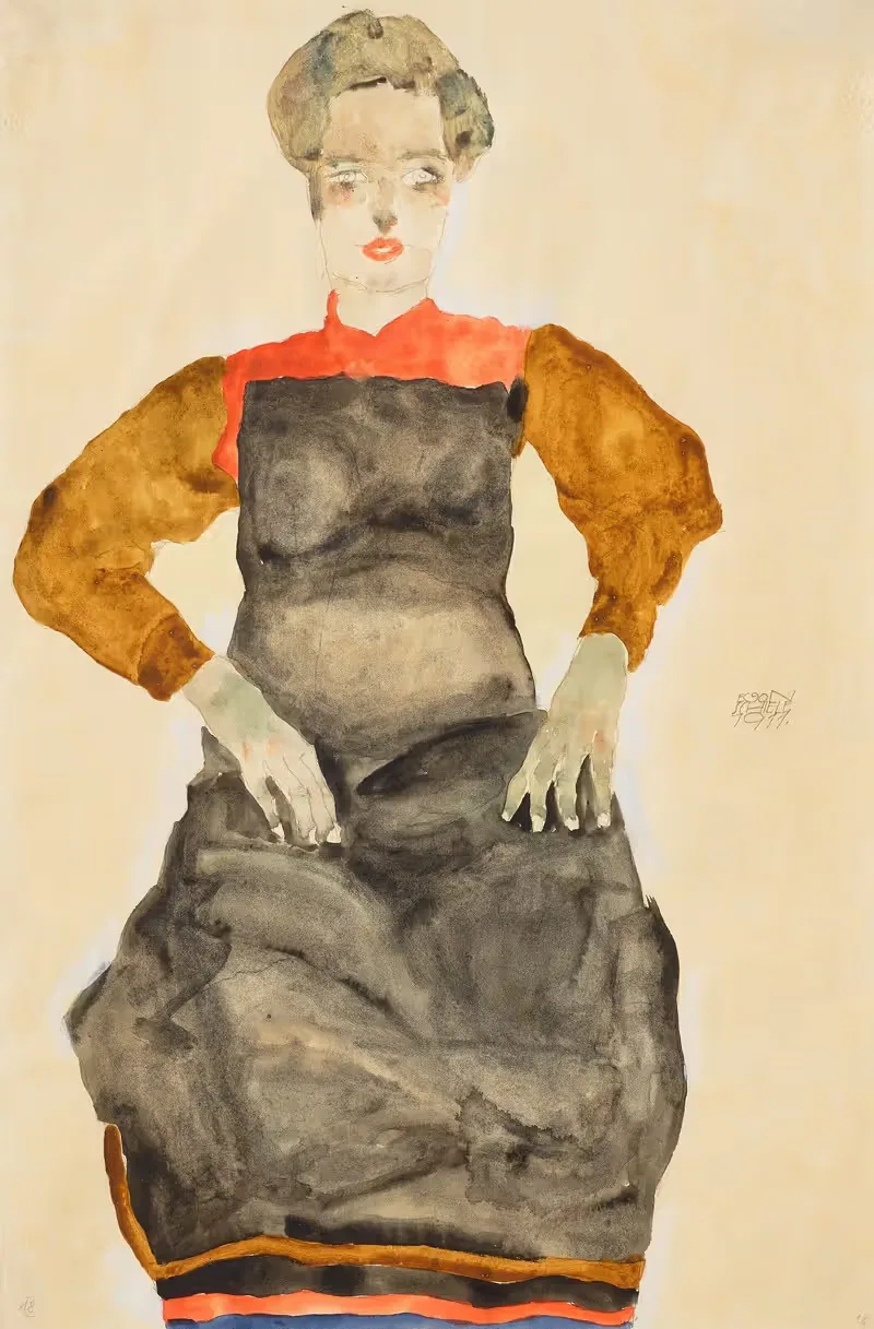 Женщина в черном фартуке by Эгон Шиле, 1911 — digital art print download