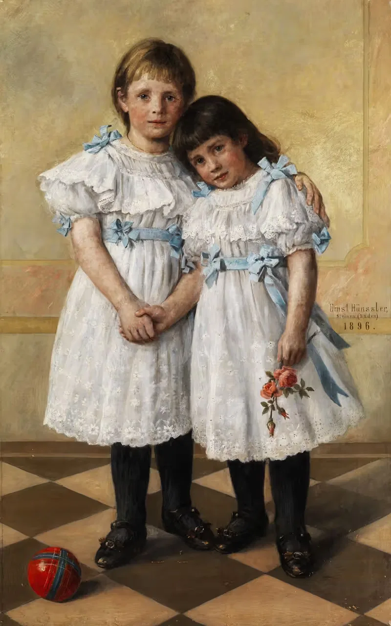 Двойной портрет двух девушек by Эрнст Хэнсслер, 1896 — digital art print download