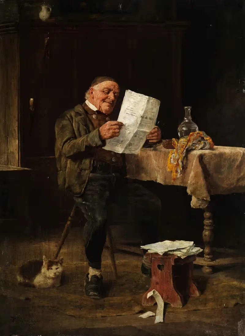 Чтение газеты by Феликс Шлезингер — digital art print download