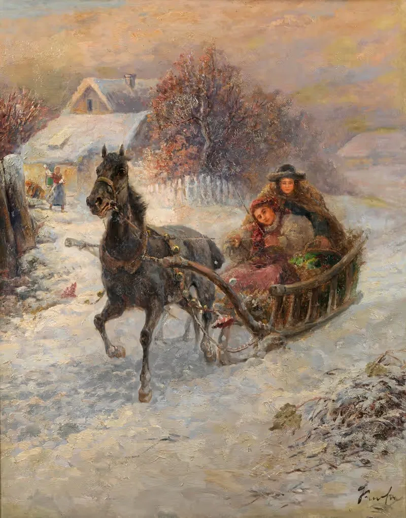 Веселая поездка на санях by Густав Пруха — digital art print download