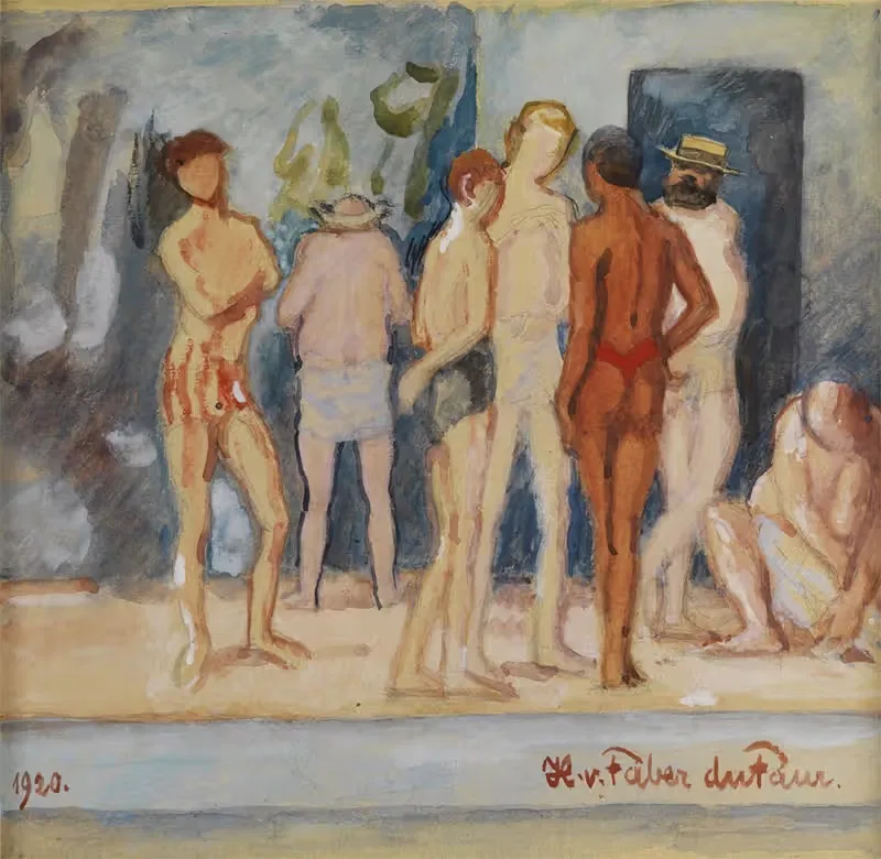 In the bathhouse by Hans von Faber du Faur, 1920 — digital art print download