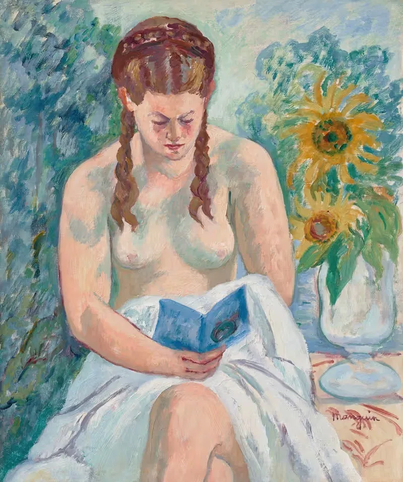 Женева Соти, голая, читающая — Анри Мангин