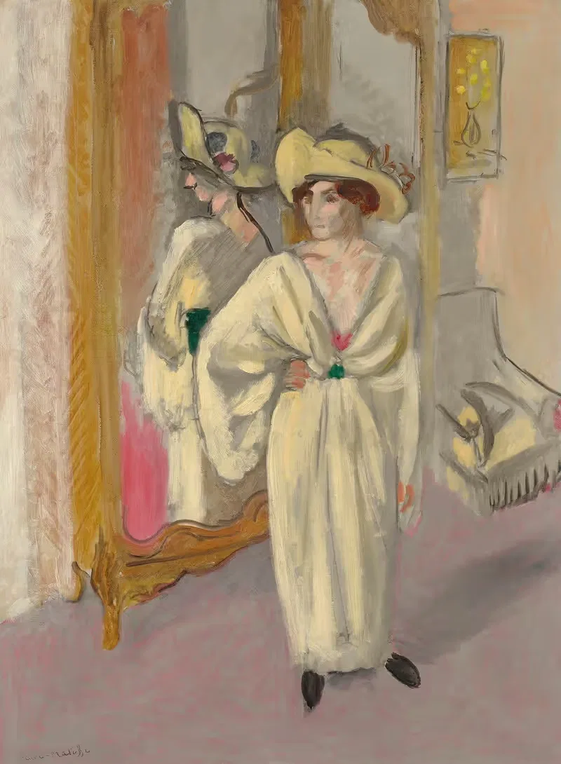 Femme en blanc debout devant une glace — Henri Matisse