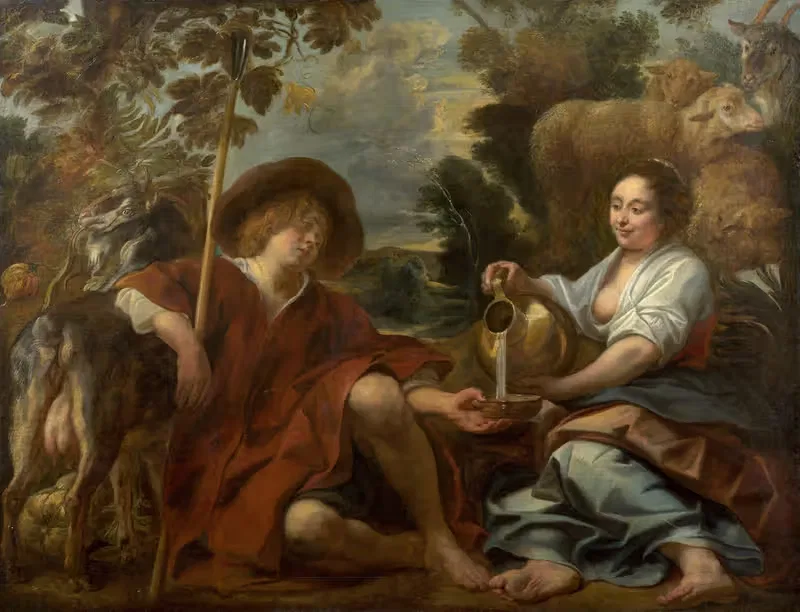 Bergère versant du lait à un berger — Jacob Jordaens