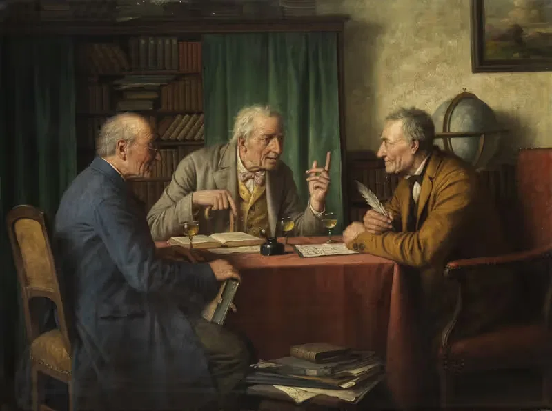 Das Gelehrtengespräch by Josef Wagner-Höhenberg — digital art print download