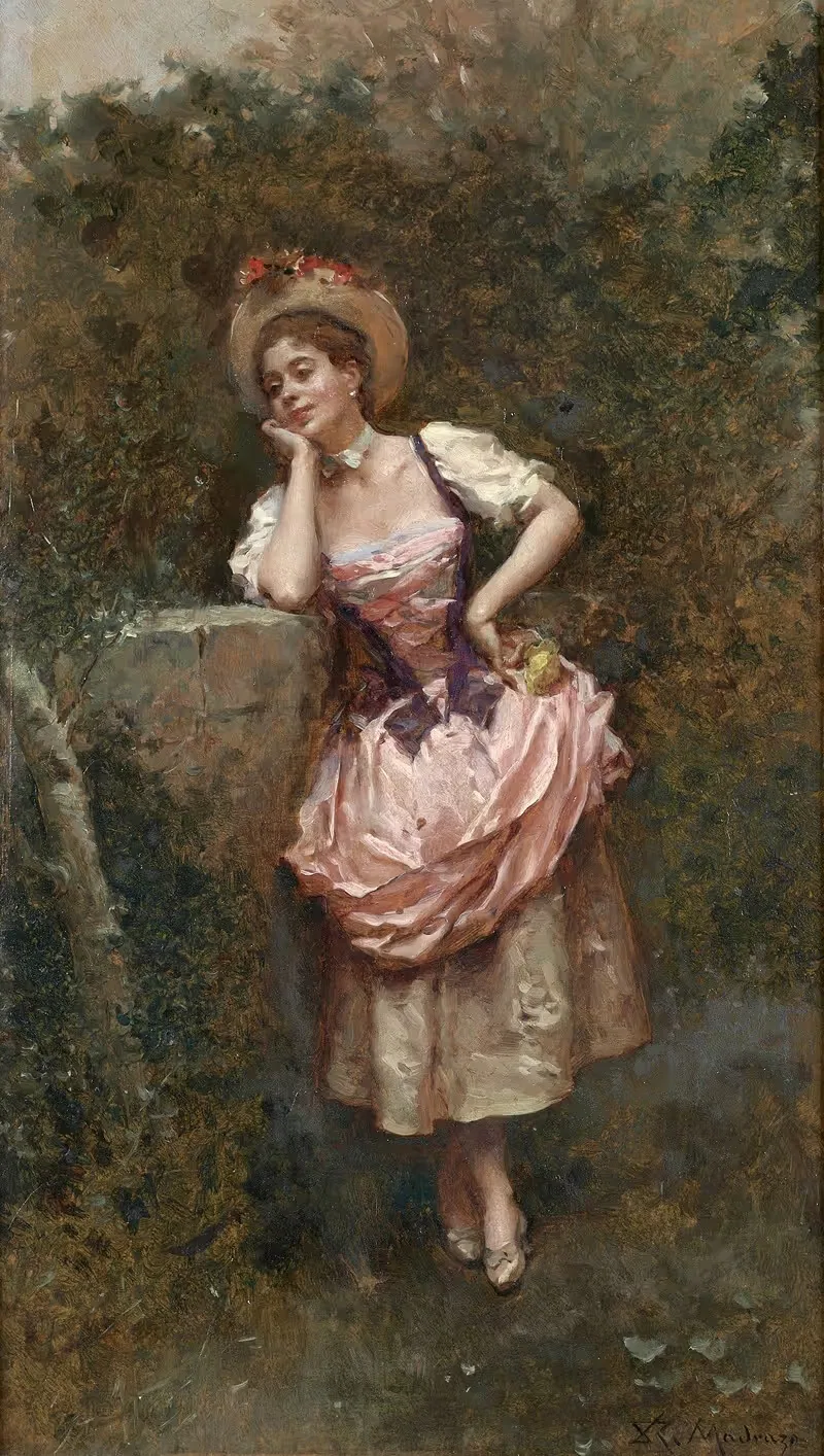 Elégante à la robe rose by Luis de Madrazo y Kuntz — digital art print download
