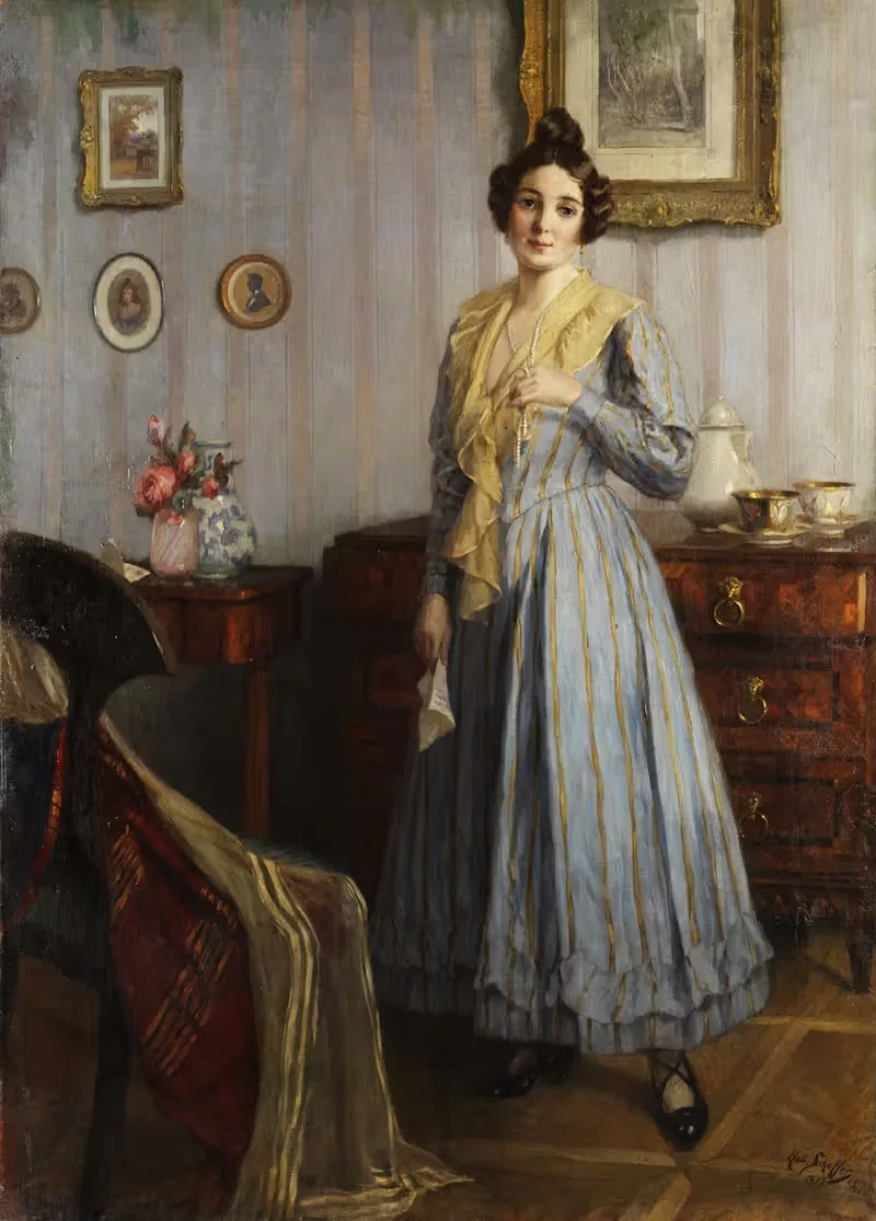 Junge Frau im Biedermeier-Interieur — Robert Scheffer