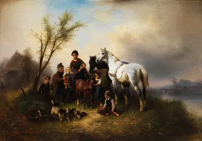 Крестьянская семья на берегу реки by Вильгельм Александр Мейерхейм — digital art print download