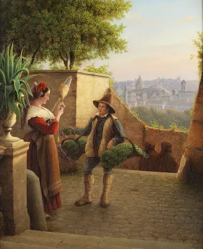 В саду апельсинов в Риме by Вильгельм Брюкке, 1859 — digital art print download