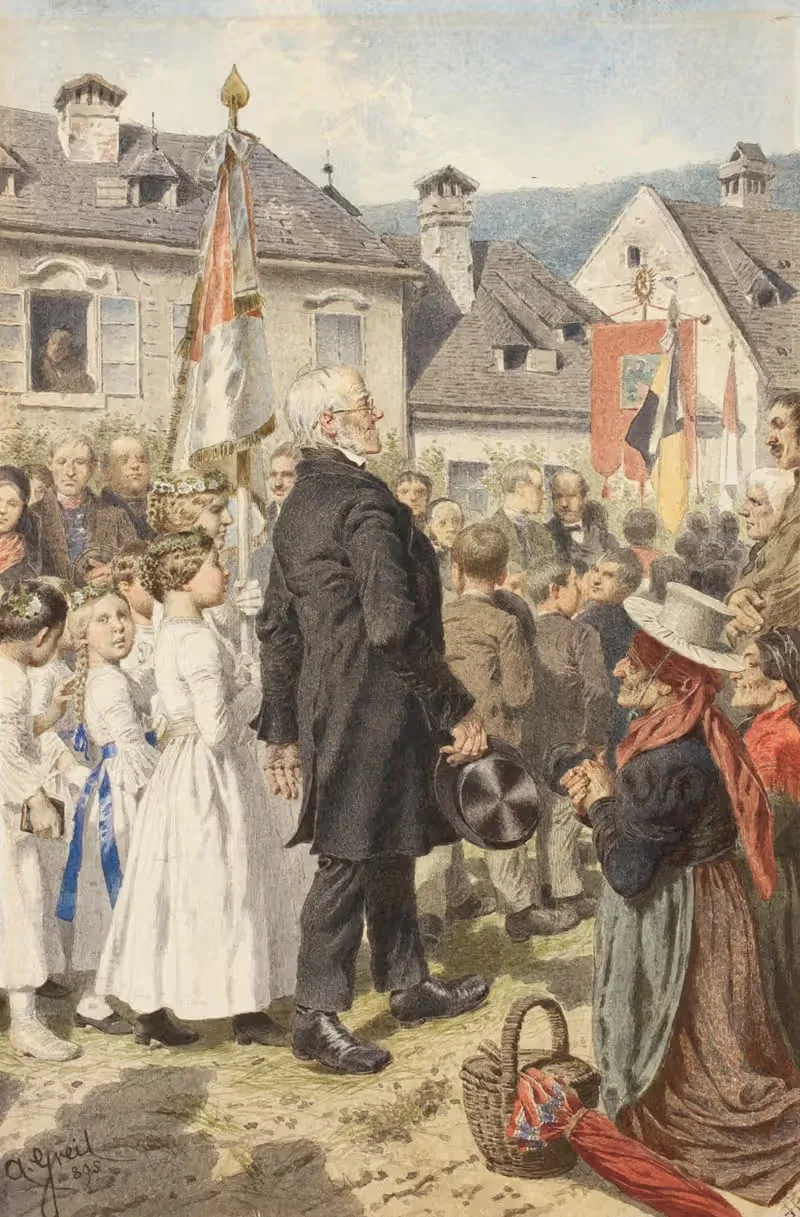 Процессия Тела Христова by Алойс Грейл, 1895 — digital art print download